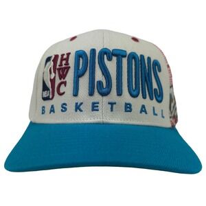 Detroit Pistons Mitchell & Ness NBA Pro Fit Snapback Hat Cap 3D Logo Cream‎ New